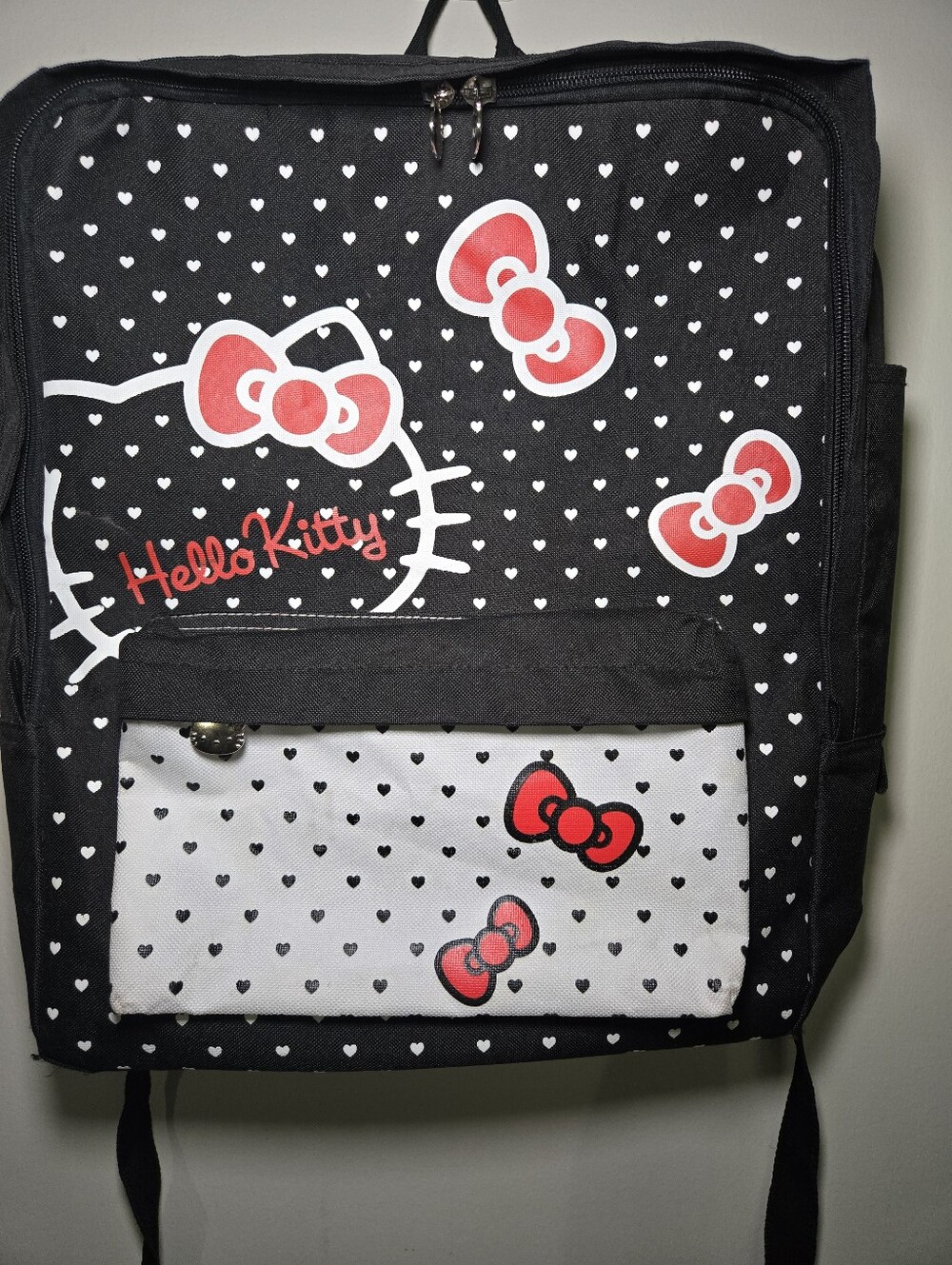 Sanrio Hello Kitty Black and White Kids Backpack with Red Bows